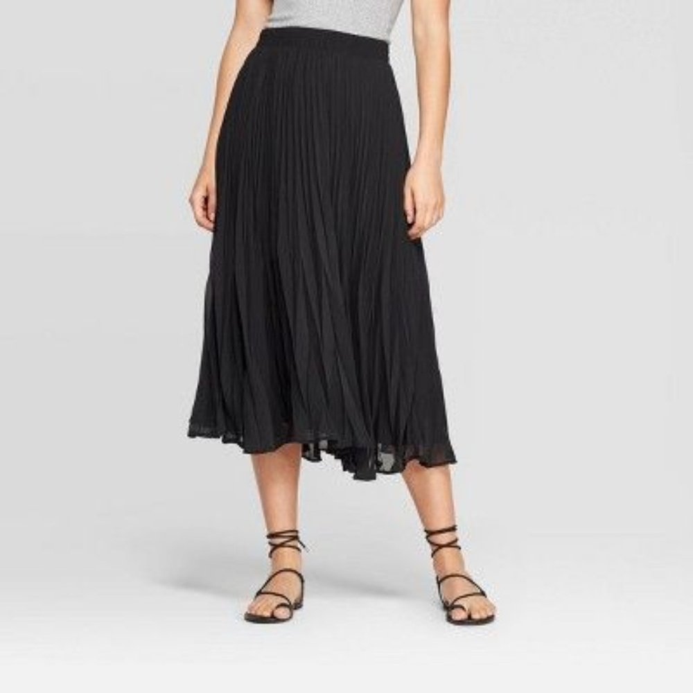 A new day black polyester midi skirt